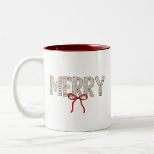 Frohe Weihnachten Preppy-Schleife Urlaub Coquette  Zweifarbige Tasse