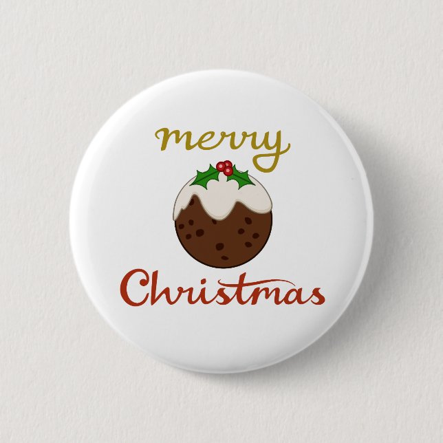 Frohe Weihnachten+Pudding Design Button (Vorderseite)