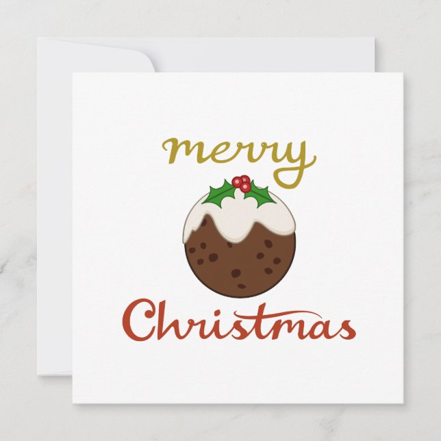 Frohe Weihnachten+Pudding Design Feiertagskarte (Vorderseite)