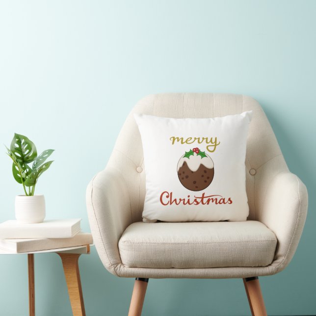 Frohe Weihnachten+Pudding Design Kissen (Stuhl )