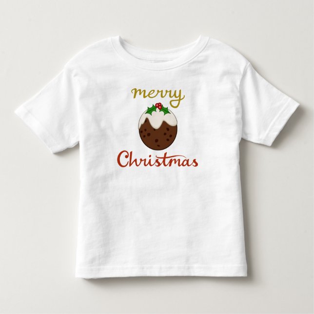 Frohe Weihnachten+Pudding Design Kleinkind T-shirt (Vorderseite)