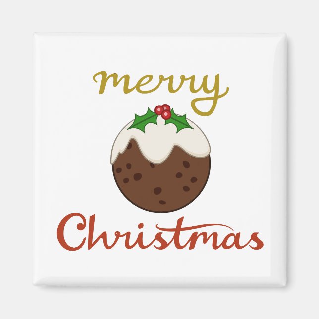 Frohe Weihnachten+Pudding Design Magnet (Vorne)