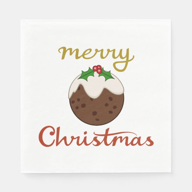 Frohe Weihnachten+Pudding Design Serviette (Vorderseite)