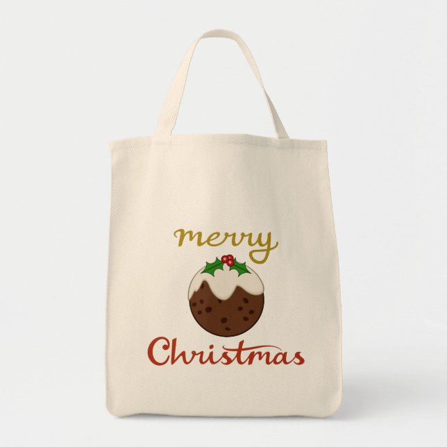 Frohe Weihnachten+Pudding Design Tragetasche (Vorne)