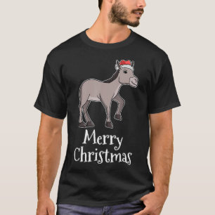 Frohe Weihnachten Pyjama Esel Santas Hut Geschenk  T-Shirt