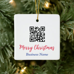 Frohe Weihnachten, QR-Code, Firmenname Keramikornament