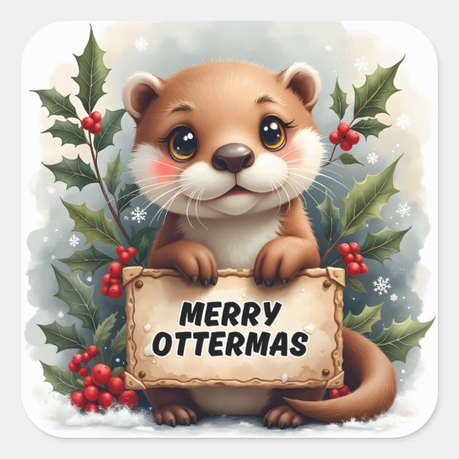 Frohe Weihnachten Quadratischer Aufkleber (Vorderseite)