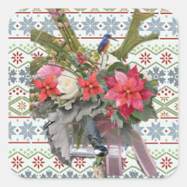 Frohe Weihnachten! Quadratischer Aufkleber