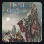 Frohe Weihnachten Quadratischer Aufkleber<br><div class="desc">Frohe Weihnachten</div>