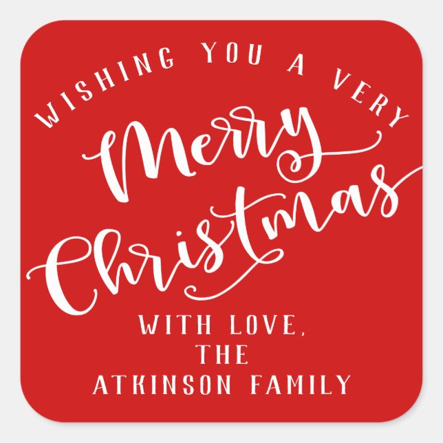 Frohe Weihnachten Quadratischer Aufkleber (Vorderseite)