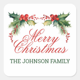 Frohe Weihnachten Quadratischer Aufkleber