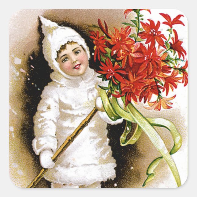 Frohe Weihnachten Quadratischer Aufkleber (Vorderseite)