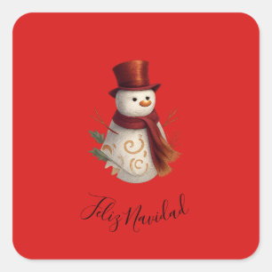 Frohe Weihnachten Quadratischer Aufkleber - Feliz