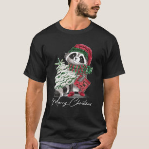 Frohe Weihnachten Raccoon Lover Weihnachtsmannmütz T-Shirt