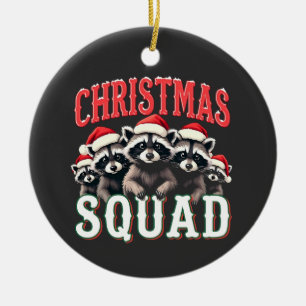 Frohe Weihnachten Raccoon Weihnachtsmannmütze Lieb Keramik Ornament