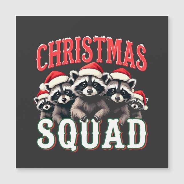 Frohe Weihnachten Raccoon Weihnachtsmannmütze Lieb Magnetkarte (Vorderseite)