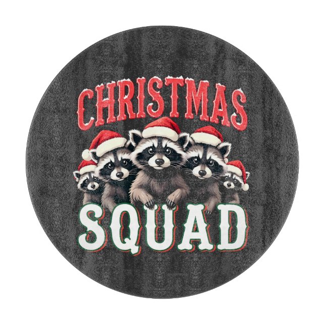 Frohe Weihnachten Raccoon Weihnachtsmannmütze Lieb Schneidebrett (Vorderseite)