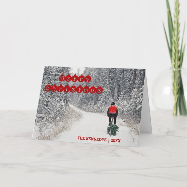 Frohe Weihnachten - Radfahrer, der Zuhause den (Vorderseite)