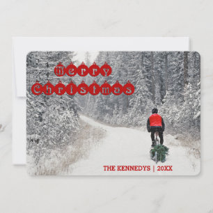 Frohe Weihnachten - Radfahrer, der Zuhause den
