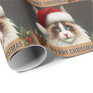 Frohe Weihnachten Ragdoll Cat, Xmas Santa Ragdoll Geschenkpapier