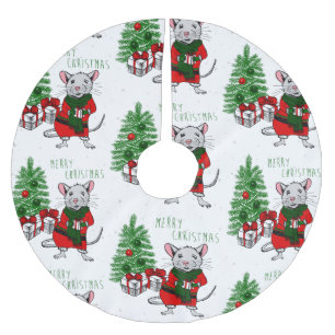frohe weihnachten ratte polyester weihnachtsbaumdecke