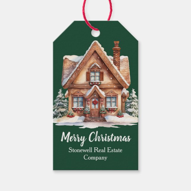 Frohe Weihnachten Real Anwesen Company Green Custo Geschenkanhänger (Vorderseite)