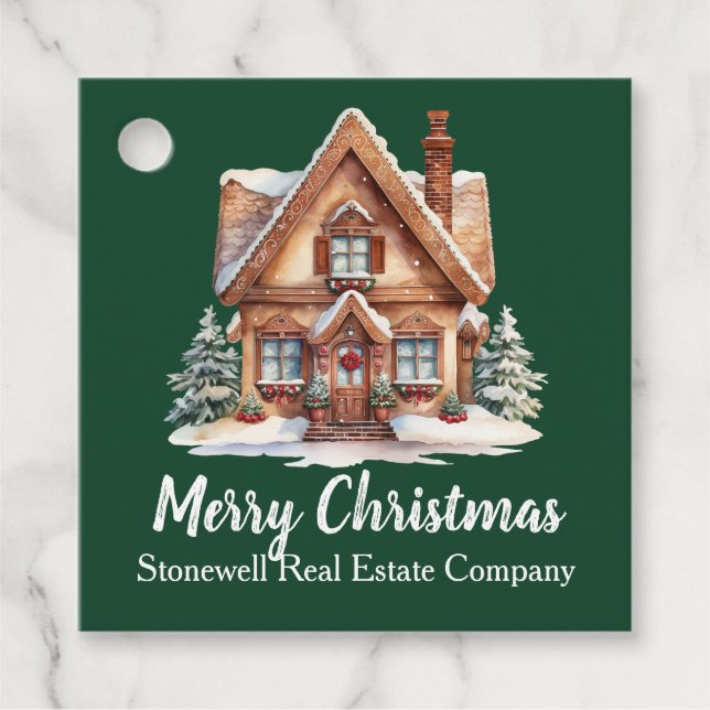 Frohe Weihnachten Real Anwesen Company Green Party Geschenkanhänger (Vorderseite)