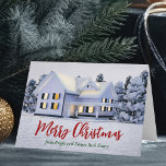 Frohe Weihnachten Real Anwesen Company Winter Hous<br><div class="desc">Diese schöne,  eigenhändige,  echte Anwesen gefaltete Urlaubskarte ist perfekt für eine Immobilienfirma im Norden. Herrlicher weißer Schnee reien die Bäume und das Haus auf diesem Winterfoto. Ein Immobilienmakler kann frohe Weihnachten in rot und grün schreiben oder mit seinen eigenen Frohen Festtagen anpassen. Fügen Sie Ihre personalisierte Nachricht hinzu.</div>