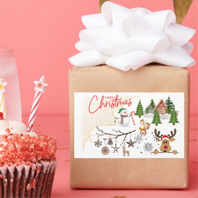 Frohe Weihnachten Rechteckiger Aufkleber (Party)