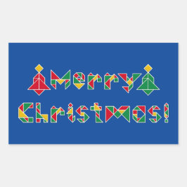 Frohe Weihnachten! Rechteckiger Aufkleber
