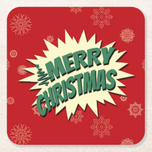 Frohe Weihnachten Rechteckiger Pappuntersetzer