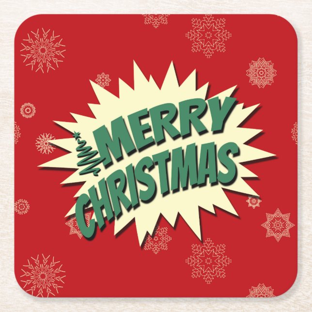 Frohe Weihnachten Rechteckiger Pappuntersetzer (Vorderseite)