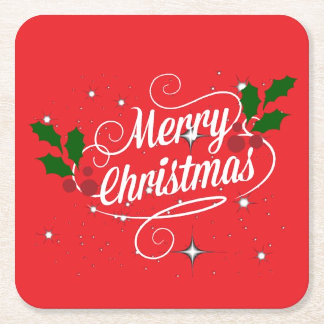 Frohe Weihnachten Rechteckiger Pappuntersetzer (Vorderseite)