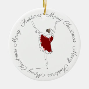 Frohe Weihnachten Red Ballerina Ornament