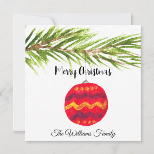 Frohe Weihnachten Red Bauble Xmas Vintag Retro Karte