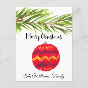 Frohe Weihnachten Red Bauble Xmas Vintag Retro Pos Postkarte