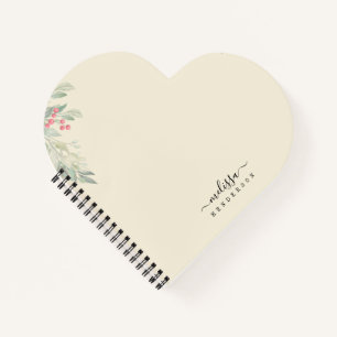 Frohe Weihnachten Red Berries Botanischer Urlaub Notizbuch