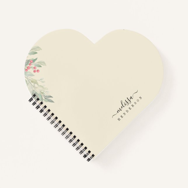 Frohe Weihnachten Red Berries Botanischer Urlaub Notizbuch (Vorderseite)