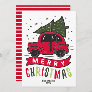Frohe Weihnachten Red Car Tree Name Template Niedl