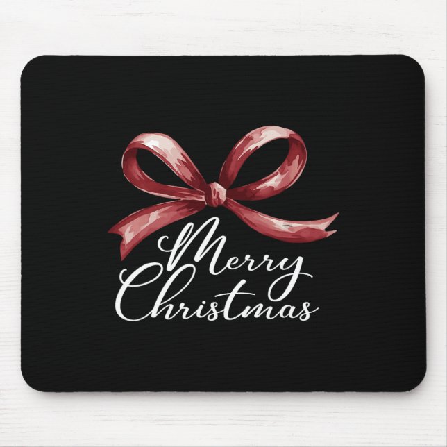 Frohe Weihnachten Red Coquette Bow fröhlich und he Mousepad (Vorne)