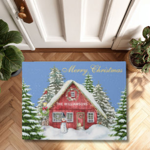 Frohe Weihnachten Red Country House Schnee Fußmatte
