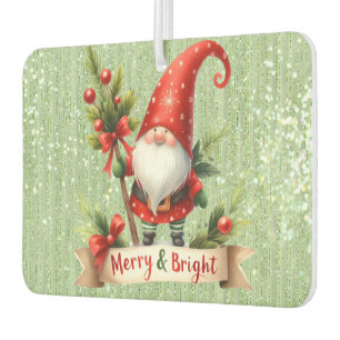 Frohe Weihnachten Red Gnome Glittery Autolufterfrischer