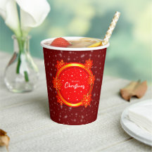 Frohe Weihnachten Red Gold Snowflakes
