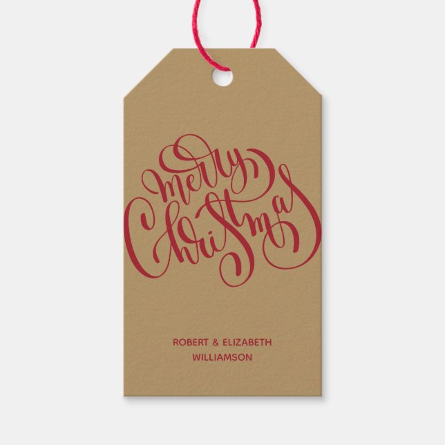 Frohe Weihnachten Red Gold Urlaub Geschenkanhänger (Vorderseite)