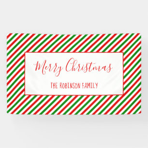 Frohe Weihnachten Red Green Custom Familienname Banner