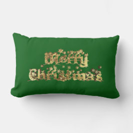Frohe Weihnachten Red Green Gold Star Typografie Lendenkissen