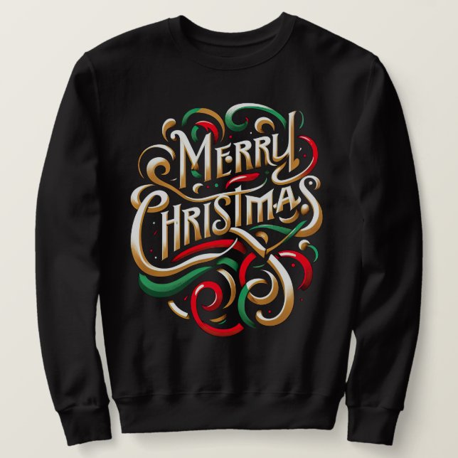 Frohe Weihnachten Red Green Gold Sweatshirt (Design vorne)