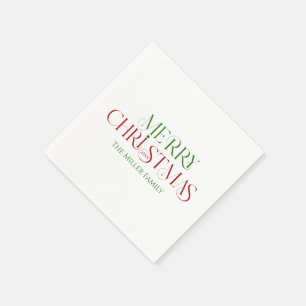 Frohe Weihnachten Red Green Retro Typografie Serviette