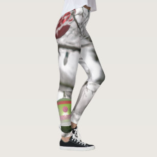 Frohe Weihnachten Red Green Silver Ornaments Leggings