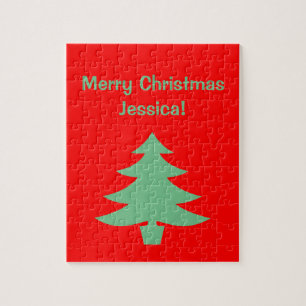 Frohe Weihnachten Red Green Tree 4Jessica Puzzle